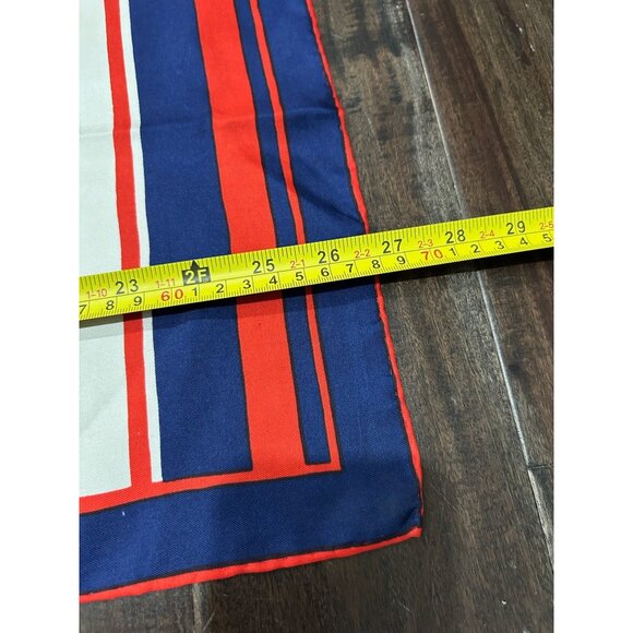 Vintage Vera Neumann Red Blue Striped Silk Scarf Square Shawl Wrap Lightweight - Picture 6 of 8